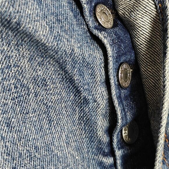 Levi's 501 Button Fly Men's Straight Blue Jeans 42/32 - Picture 7 of 7